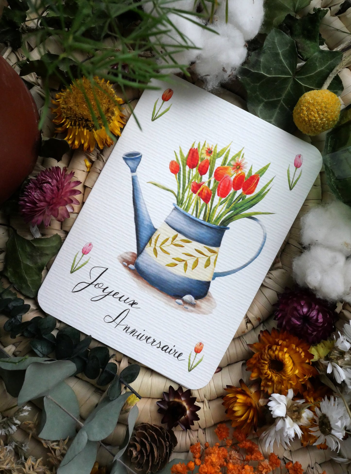 Carte Arrosoir Tulipes "Joyeux Anniversaire" IMPARFAIT