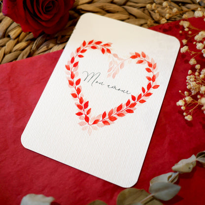 Carte cœur rouge "Mon amour"