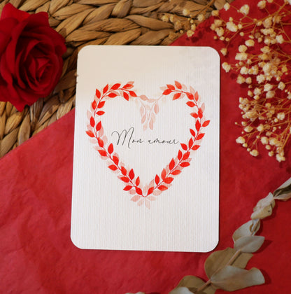 Carte cœur rouge "Mon amour"